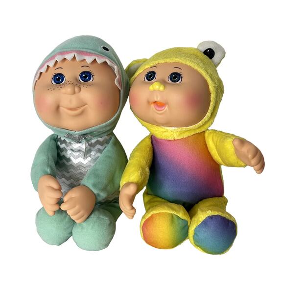 Cabbage Patch Kids Plush Dolls Shark and Rainbow Frog Costumes 10” CPK Set of 2 - Picture 1 of 8